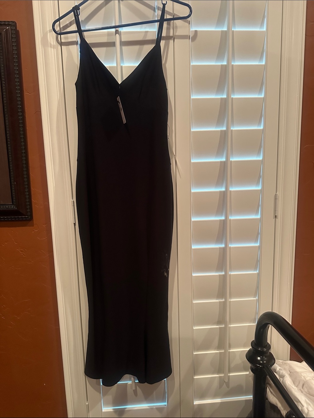Express Black Slip Midi Dress with Spaghetti Straps